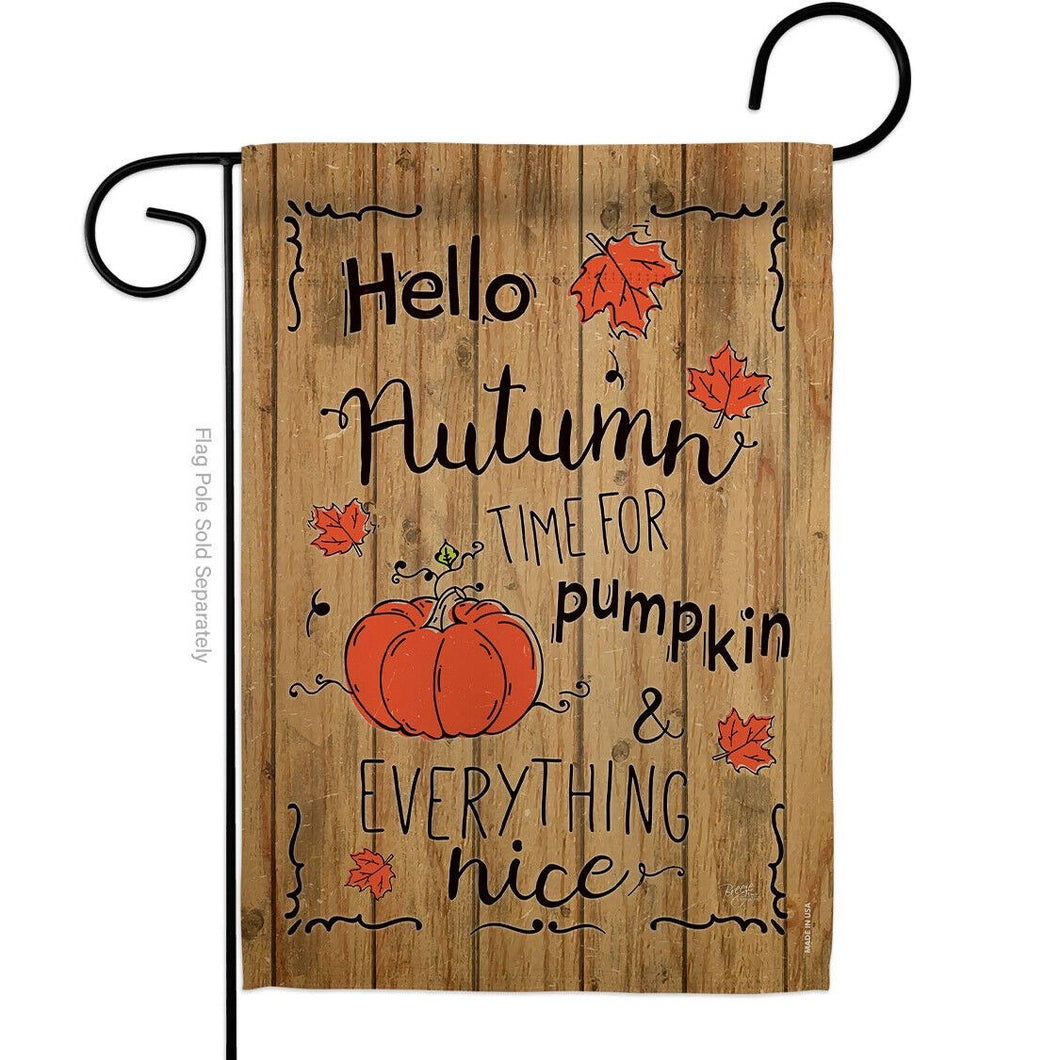 Two Group Flag Hello Autumn Time for Pumpkin Falltime Harvest Decor Flag