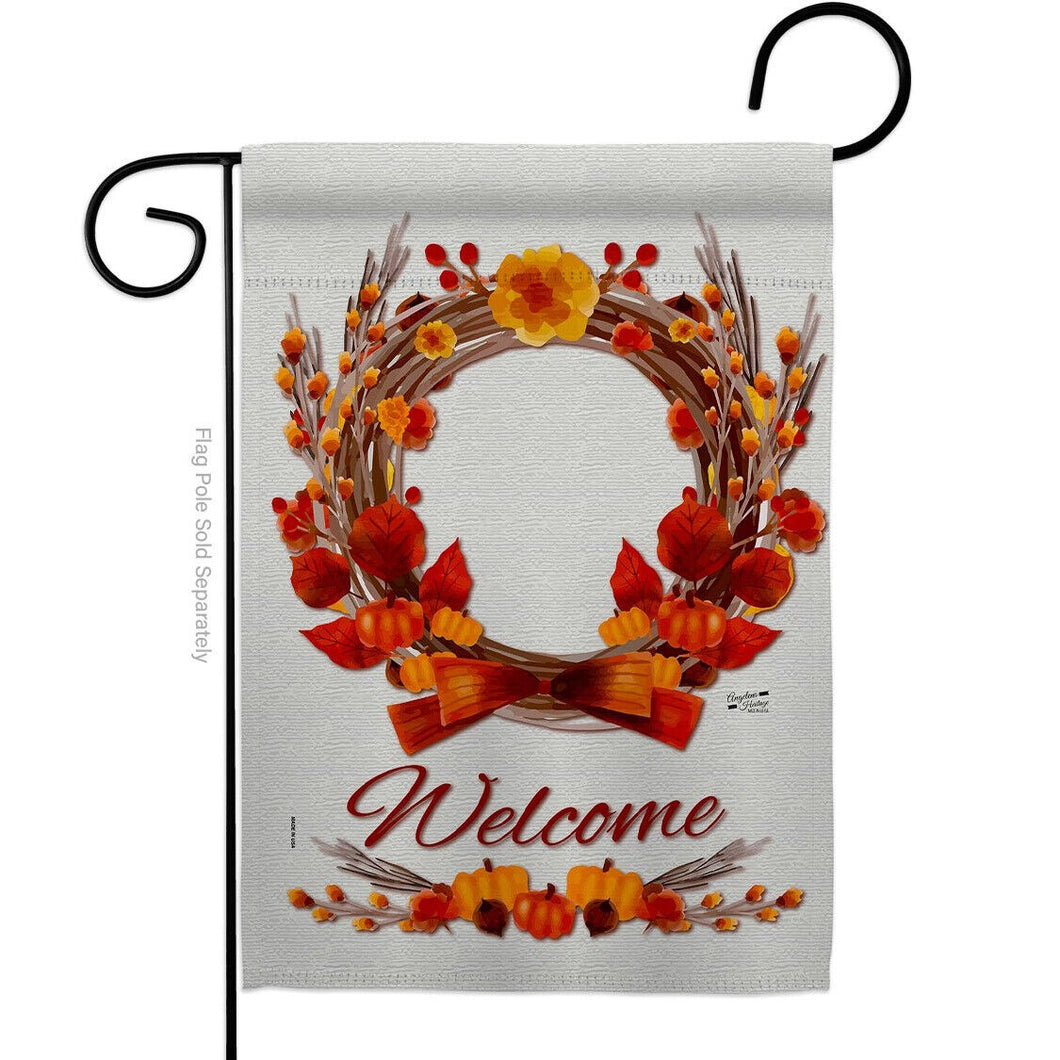 Two Group Flag Harvestreath Falltime Autumn Decor Flag