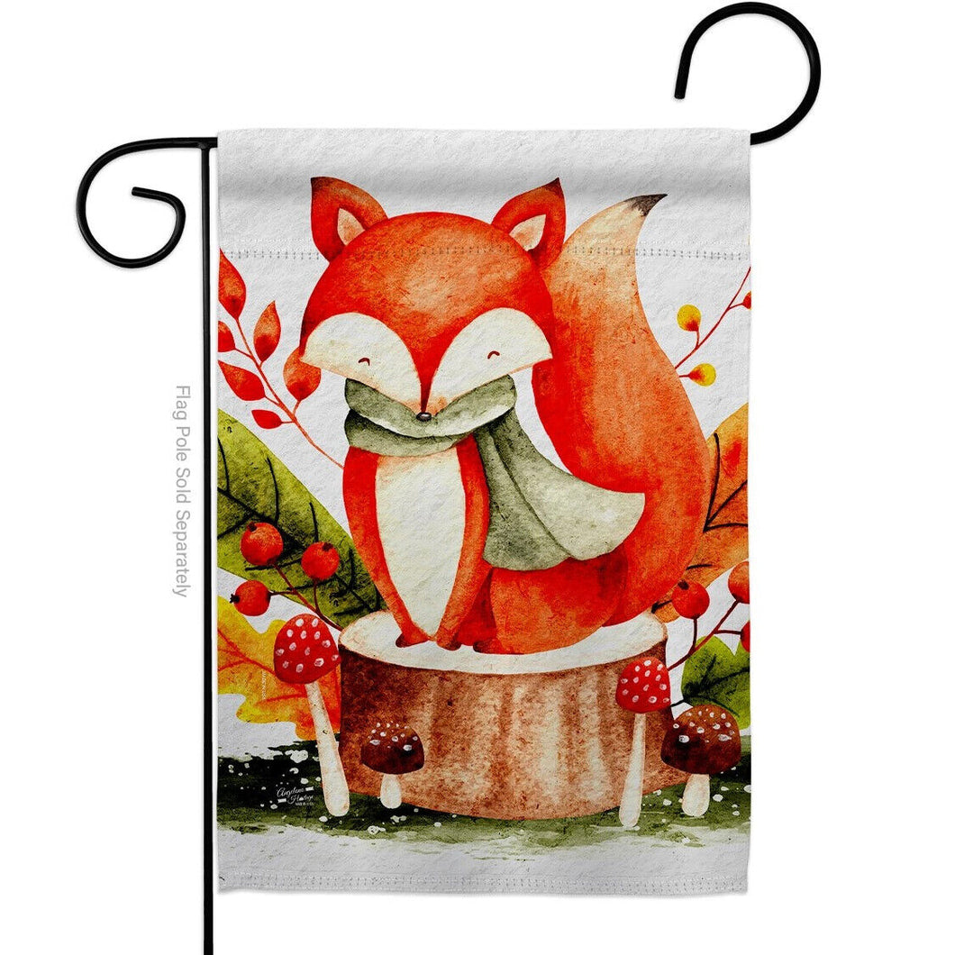 Two Group Flag Autumn Fox Falltime Harvestildlife Decor Flag