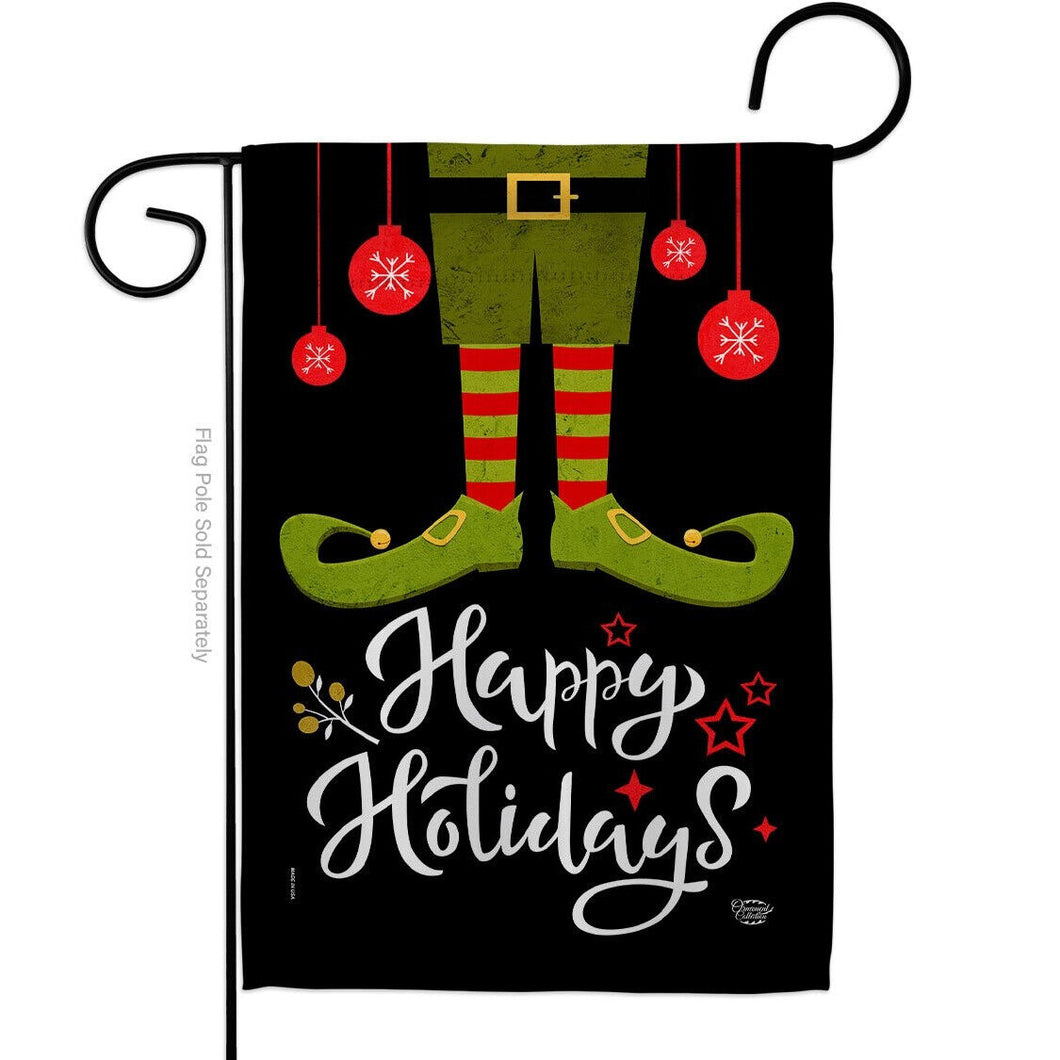 Two Group Flag Elf Happy HolidaysChristmasinteronderland Decor Flag