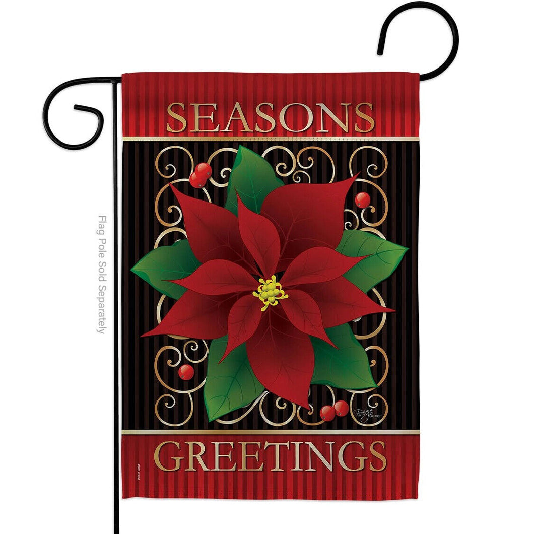 Two Group Flag Seasons Greetings PoinsettiaWinteronderland Decor Flag