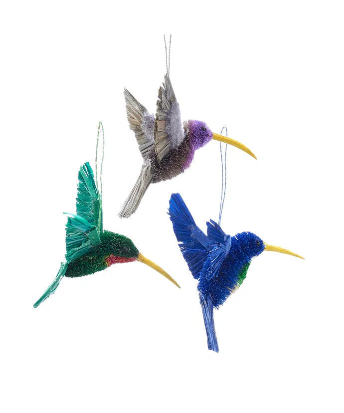 Set of 3 Buri Hummingbird Ornaments S0742