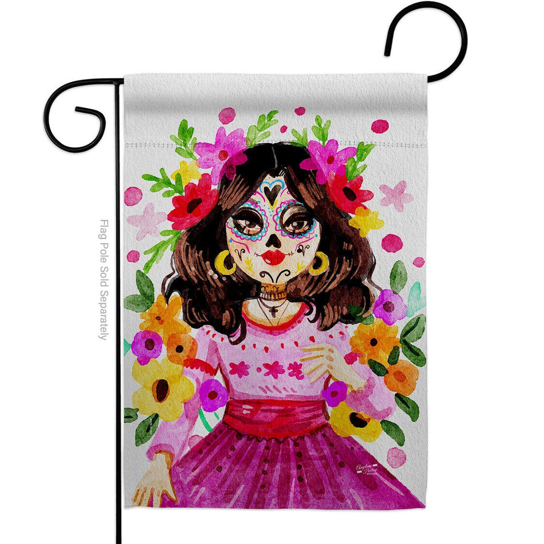 Two Group Flag Flag La Catrina Day Dead Mexico Halloween Garden House