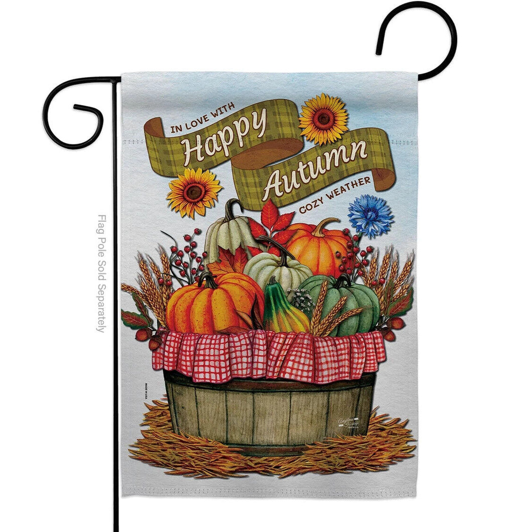 Two Group Flag Flag Cozy Autumn Harvest Fruit Floral Pumpkin Garden House