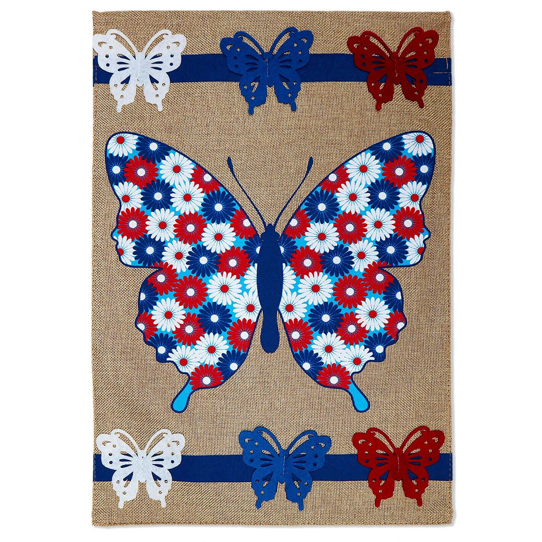 Two Group Flag Flag Patriotic Butterflies Burlap Garden Friends Star