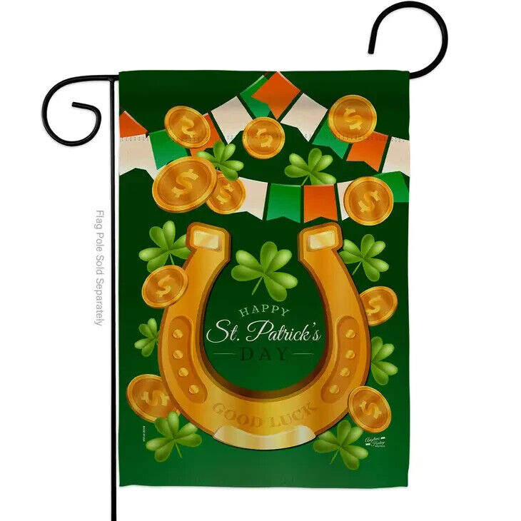 Two Group Flag Flag Lucky Irish St Patrick Horseshoes Garden House 2-Sided