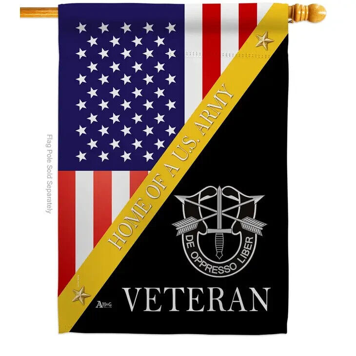 Two Group Flags Home of De Opppresso Liber Military Army Veteran House Flag