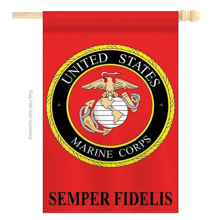 Two Group Flags Marine Corps Armed Forces Military House Flag