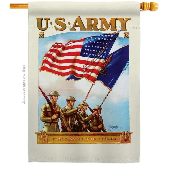 Two Group Flags US Army Armed Forces Military Historic House Flag