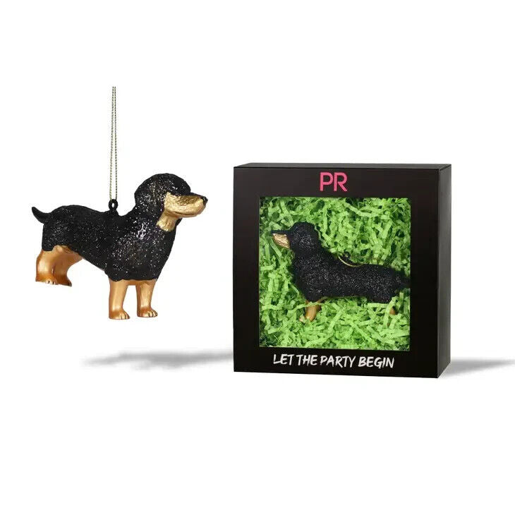 Party Rock Dachshund Glass Ornament