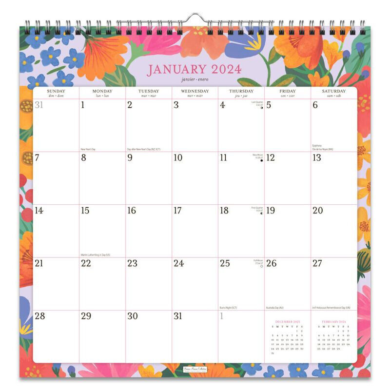 Browntrout Bonnie Marcus 2024 12 x 12 Inch Monthly Square Wire-O Calendar