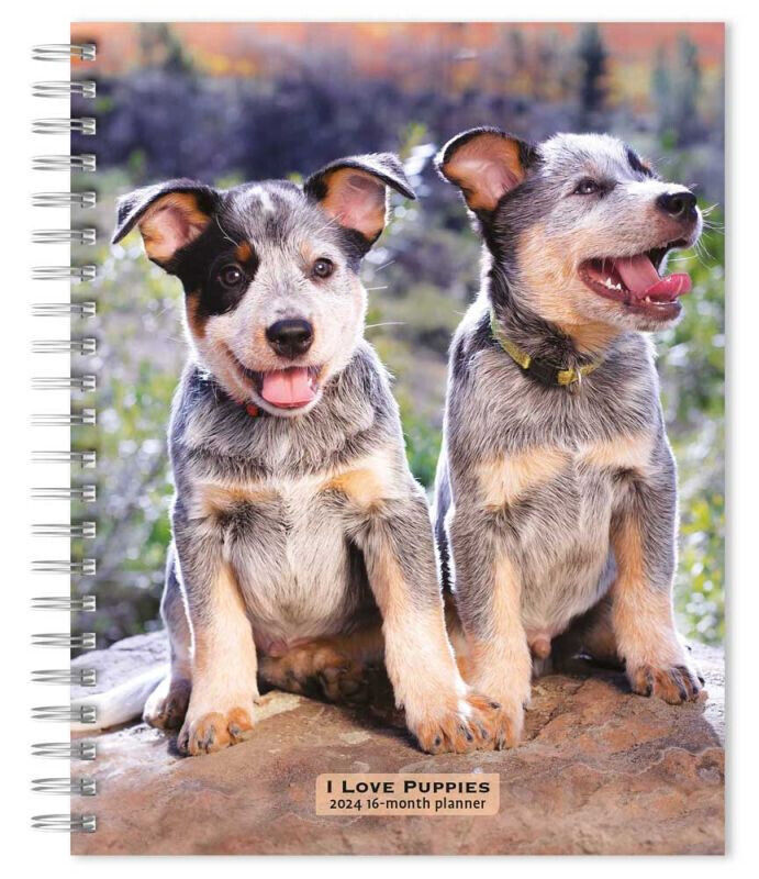 Browntrout I Love Puppies 2024 6 x 7.75 Inch Engagement Planner