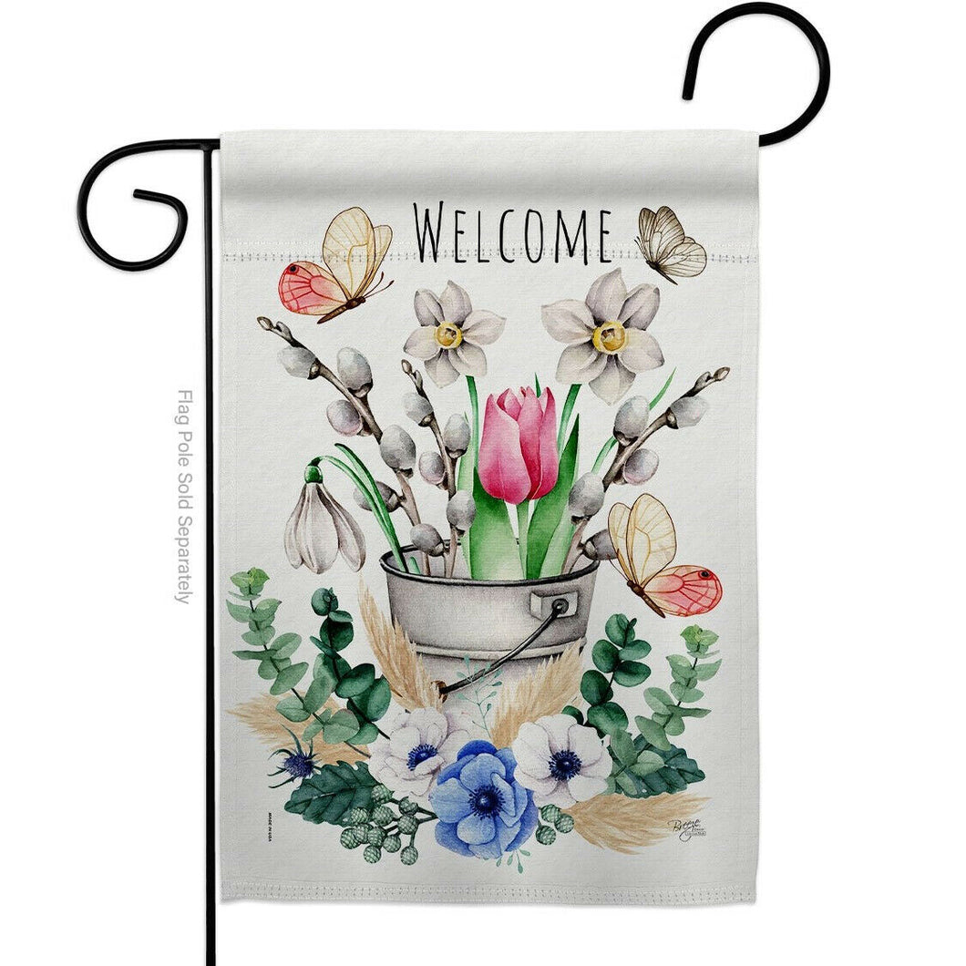 Two Group Flag Springater Can Garden Floral Decor Flag