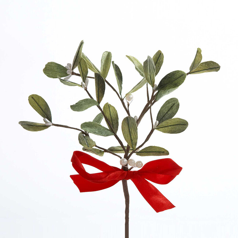 Mistletoe With Red Bow Pick C3790