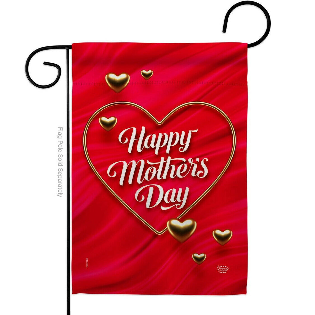 Two Group Flag Gold Heart Mother Family Day Decor Flag