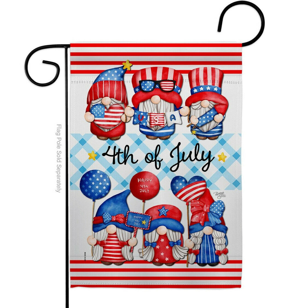 Two Group Flag July 4th Gnome Americana Fourth of Decor Flag