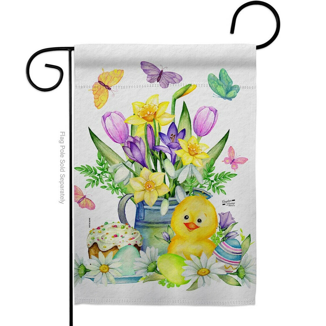 Two Group Flag Easter Duckie Springtime Critter Floral Garden Friends Flag