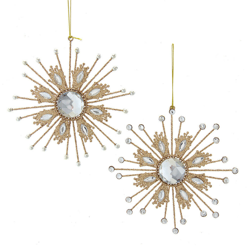 Set of 2 Rose Gold Snowflake Ornaments