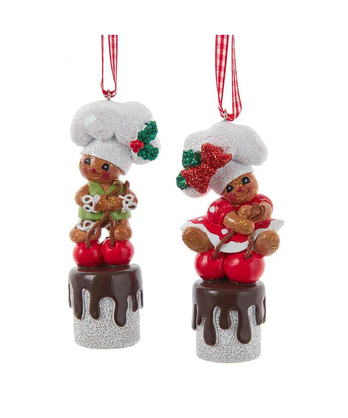 Set of 2 Gingerbread On Marshmallow Ornaments