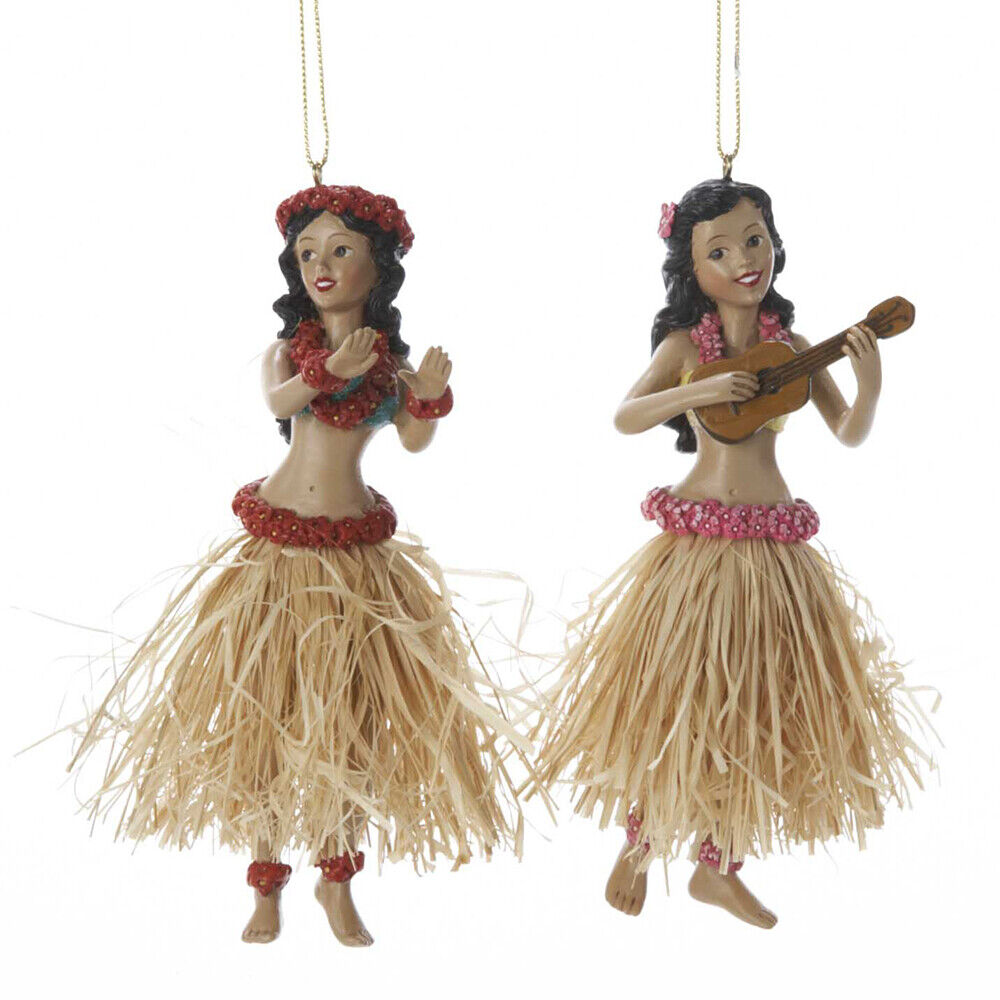 Set of 2 Hula Dancer Ornaments  C8194