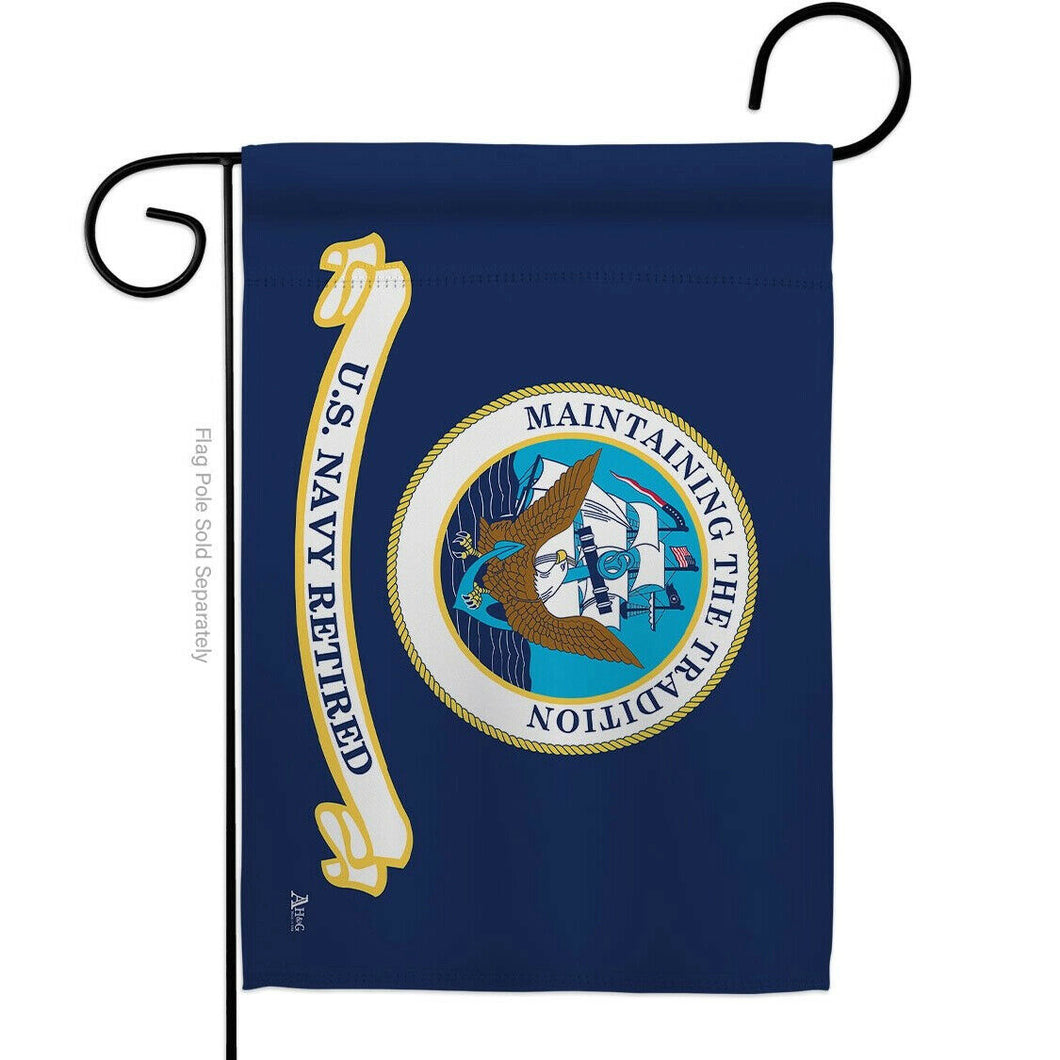 Two Group Flag Retired Navy Armed Forces Military Retirement Veteran Flag