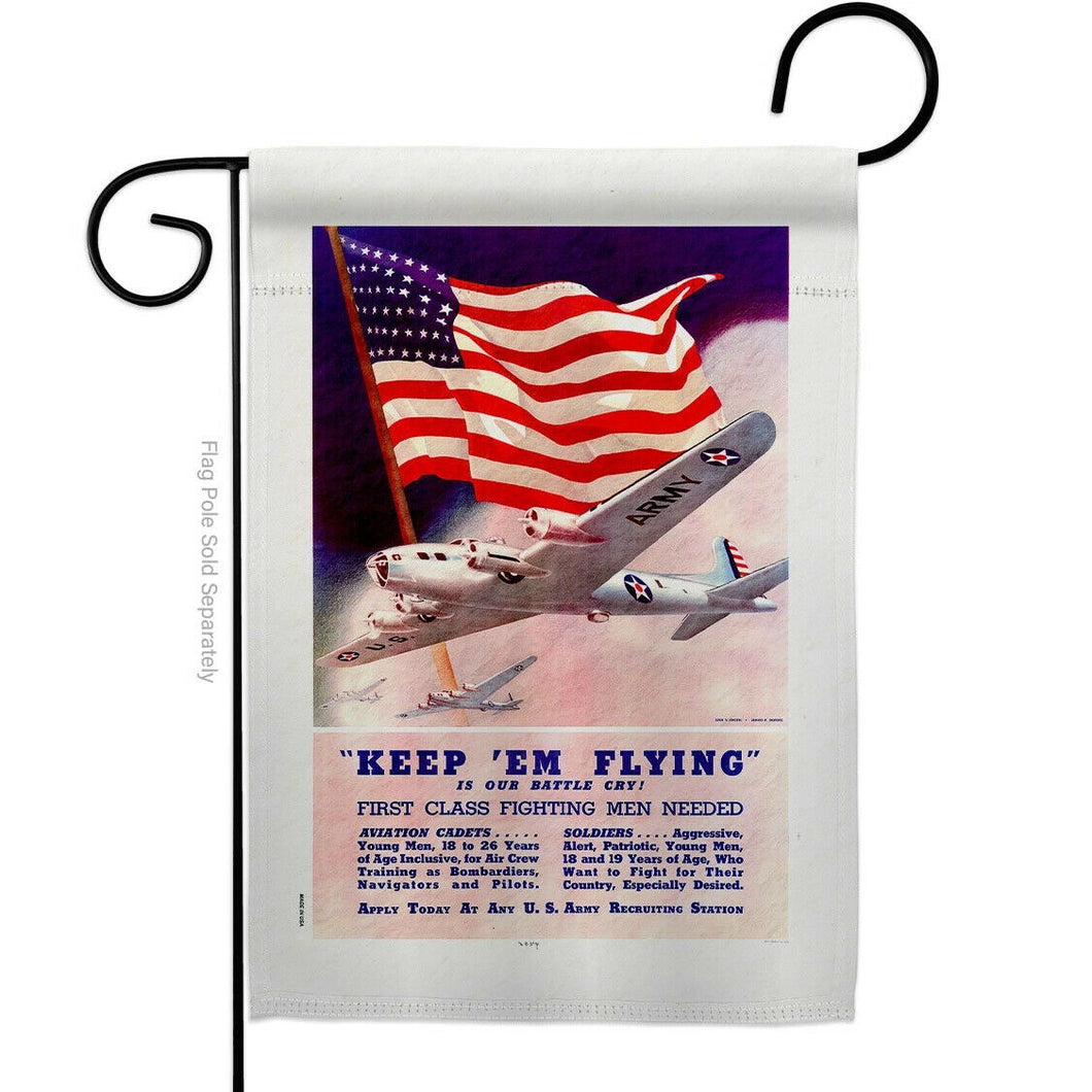 Two Group Flag Keep 'em Flying Armed Forces Military Army US Historic Flag