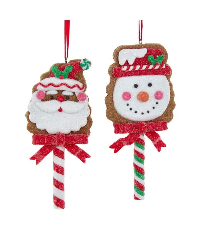 Set of 2 Gingerbread Santa and Snowman Cookie Pops D4150