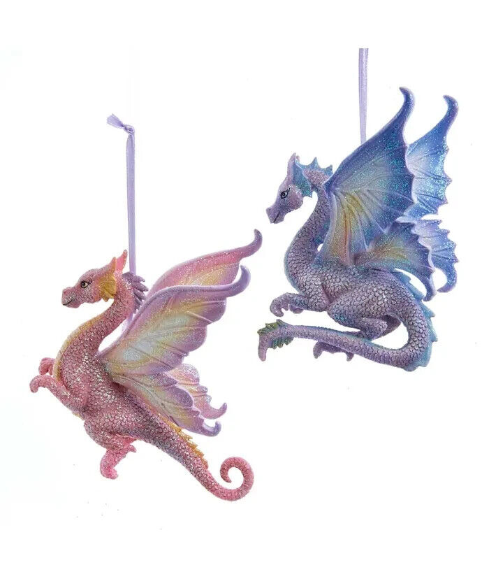 Set of 2 Fantasy Dragon Ornaments E0376