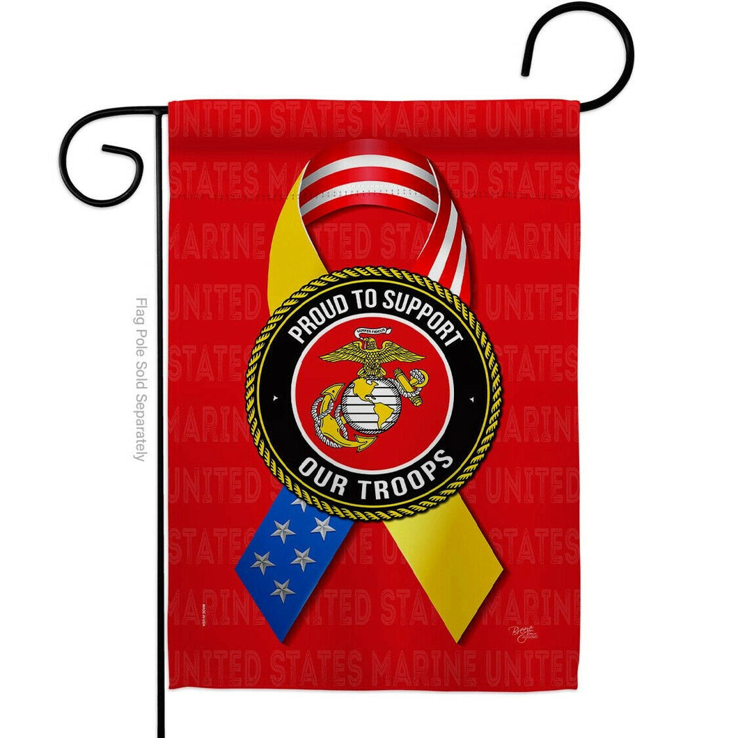 Two Group Flag Support Marine Troops Armed Forces Military Corps Decor Flag