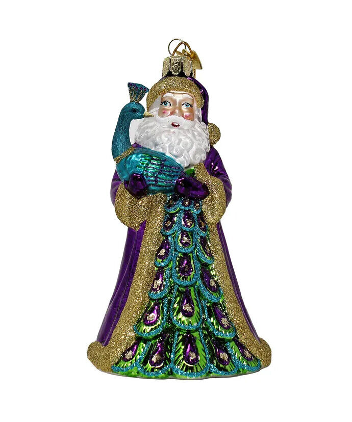 Noble Gems Peacock Santa Ornament NB1488