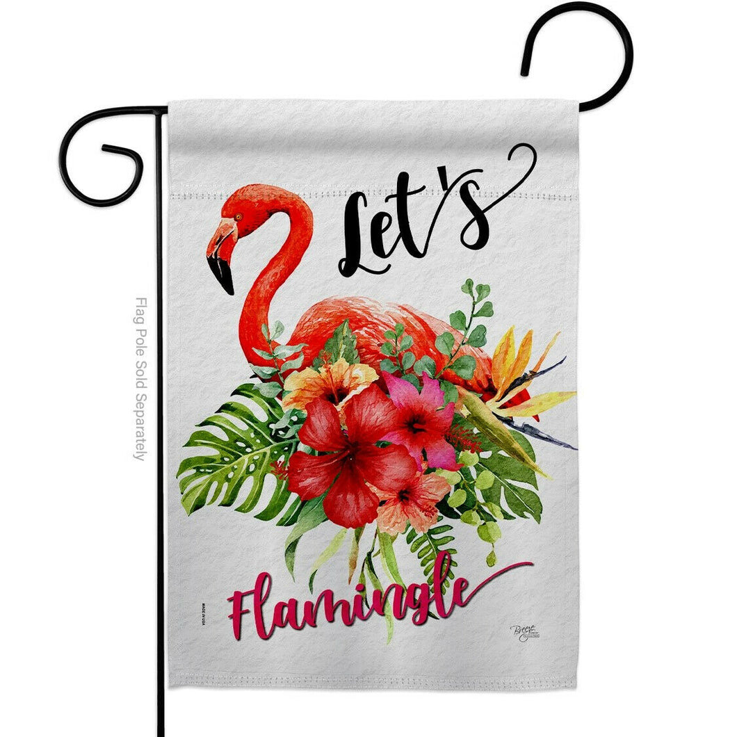 Two Group Flag Let’s Flamingle Summertime Tropical Bird Floral Decor Flag