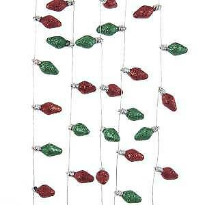 Miniature Red and Green Glitter Light Bulb Garland