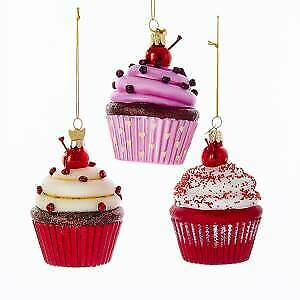 Set of 3 Noble Gems Glass Cupcake Ornaments