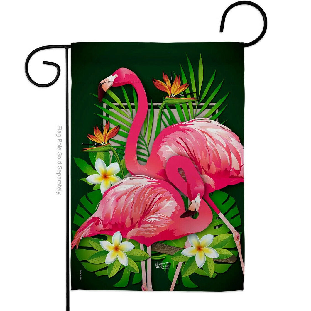Two Group Flag Tropical Flamingo Summertime Bird Decor Flag