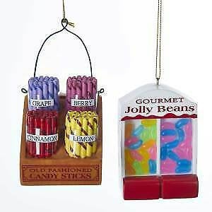 Set of 2 Jolly Beans and Candy Stick Ornament