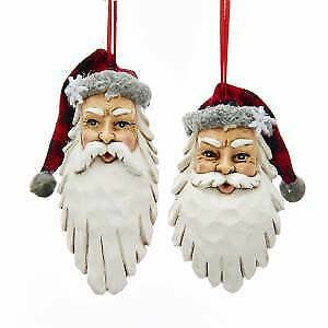 Set of 2 Santa Head Ornaments