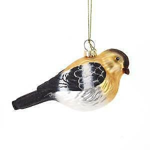 Glass Black And Yellow Finch Ornament