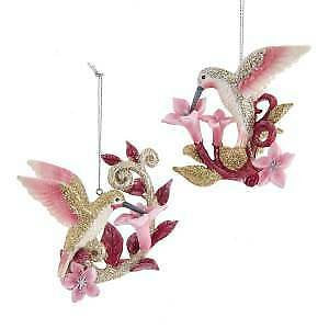 Set of 2 Retro Hummingbird Ornaments