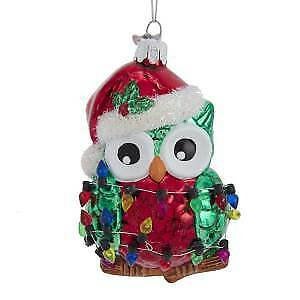 Noble Gems™ Owl With Christmas Lights Glass Ornament