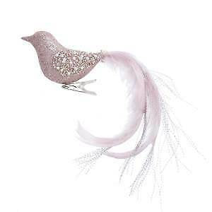 Feather Pink Bird Clip-On Ornament