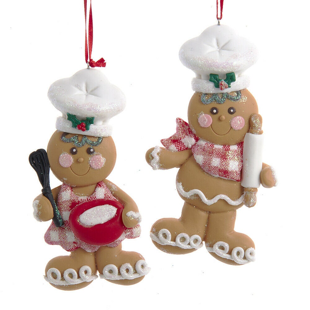 Set of 2 Gingerbread Baker Ornaments