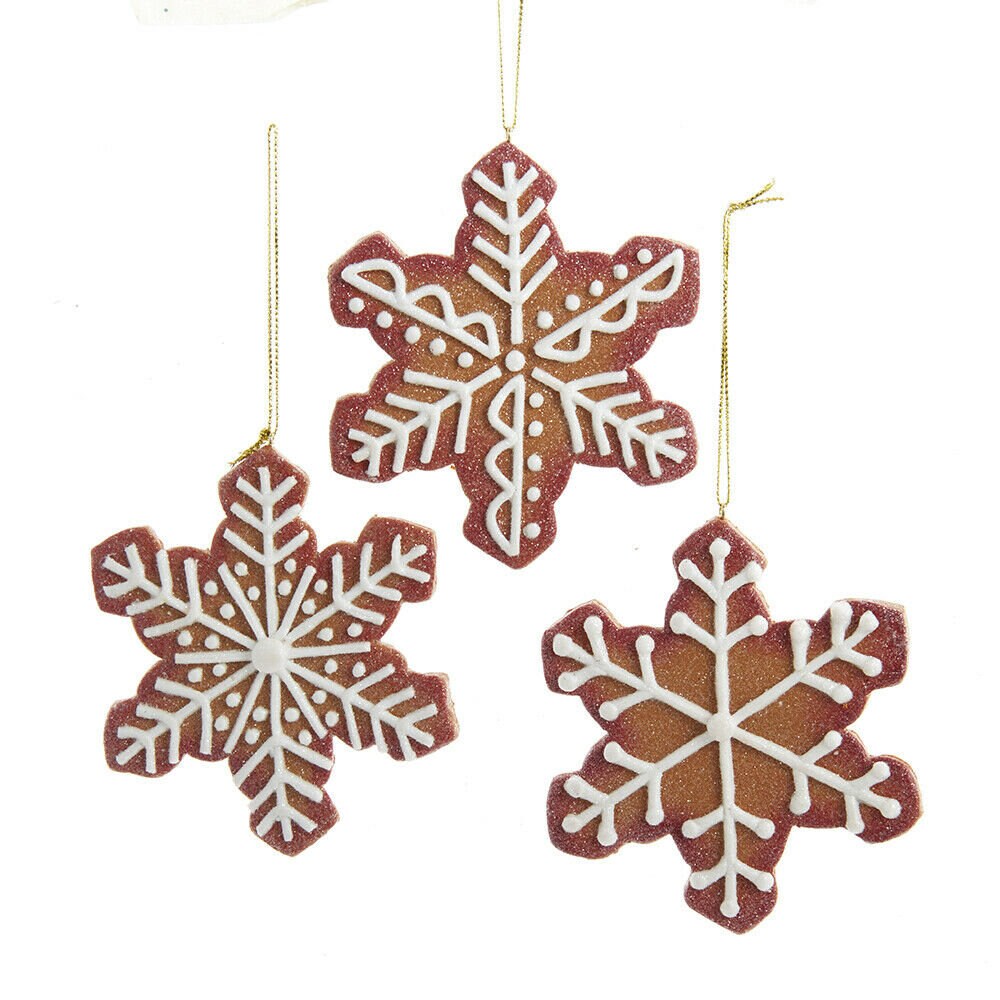 Set of 3 Gingerbread Snowflake Ornaments